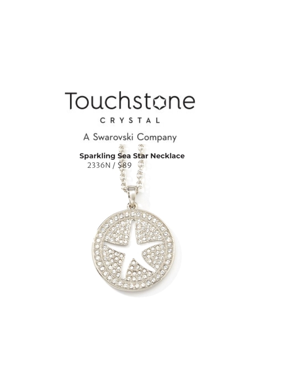 Touchstone Crystal Sparkling Sea Star Necklace in Silver ✔️Last one Avail ❣️ - Picture 3 of 10